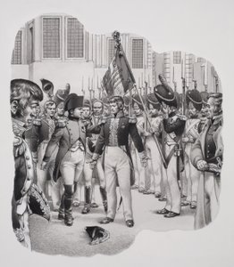 نابليون (1769-1821) في الطريق إلى المنفى (غواش على ورق)