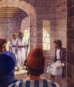 رسولان من الله يزوران سدوم (غواش على ورق)