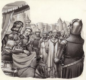 ستة من سكان كاليه الشجعان على وشك الإعدام (غواش على ورق) بواسطة بات (1907-95) نيكول