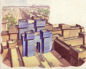 بوابة عشتار بابل (غواش على ورق)