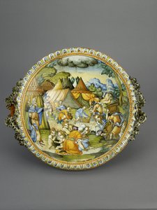 حوض مع تجمع مناع ، ربما أوربينو ، c.1600-20 (مايوليكا)