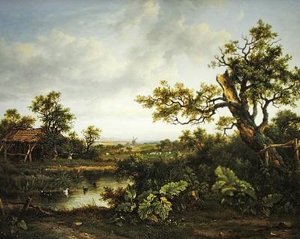 المناظر الطبيعية المشجرة (زيت على لوح)