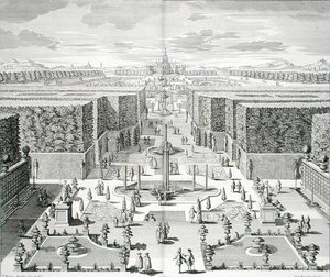 حدائق مائية من "فورستليشر بوميستر" ، نقشها كارل رمشارد (1678-1735) ، نُشرت حوالي 1711-16 (نقش)