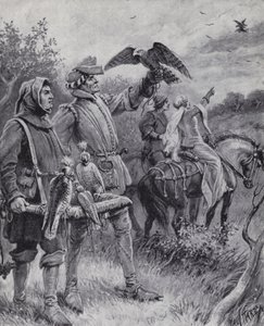 Falconry in the Middle Ages (litho) بواسطة بول (بعد) هاردي