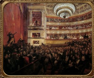 العرض الأول لفيلم Hernani Premiere لمقطع "Hernani" من تأليف Victor Hugo (1802-1885) في الكوميديا Francaise في 25/02/1830. رسم بول ألبرت بيسنارد (1849-1934) القرن التاسع عشر. 1،05x1،22 م باريس ، منزل فيكتور هوغو بواسطة بول ألبرت بيسنارد