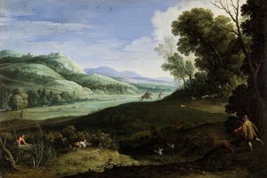 منظر طبيعي مع الصيادين ، 1619.