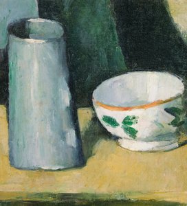 "" Nature morte de bol et de pot de lait "(وعاء وحليب - إبريق) لوحة بول سيزان (1839-1906) - كاليفورنيا 1873-1877 - ألوان زيتية على قماش قاتمة 20x18.1 سم متحف بريدجستون للفنون بواسطة بول سيزان