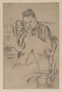 Hortense Fiquet ، مدام سيزان ، خياطة ، حوالي 1880 (قلم رصاص على ورق) بواسطة بول سيزان