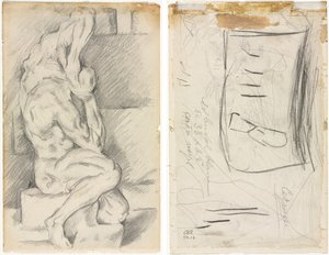 رسم تخطيطي للنحت التشريحي (وجه الصفحة) رسم تخطيطي لمدام سيزان (ظهر) بواسطة بول سيزان