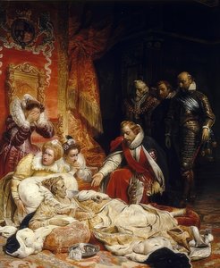 وفاة الملكة اليزابيث الأولى ملكة إنجلترا. 1828 بواسطة بول ديلاروش