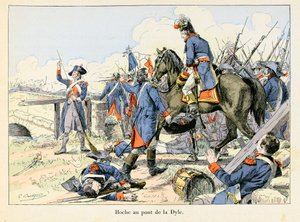 Hoche au pont de la Dyle: في مارس 1793 ، يغطي التراجع عند ممر دايل أمام لوفين (بلجيكا) ، حارب لازار هوش (1768-1797) ضد النمساويين - رسم لإيميل بوتيني (1853-1929) في "Hoche-Marceau-Desaix" لثيودور بواسطة بول إميل بوتيني