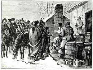 Reservation Indians receving rations from government agents (engraving) بواسطة بول فرنزيني