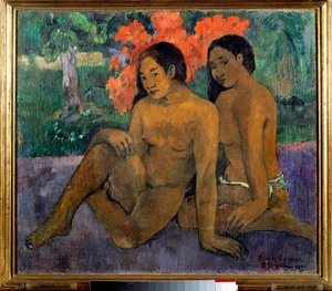 And the gold of their bodies Two Tahitians posing naked. Painting by Paul Gauguin (1848-1903) 1901Sun. 0,67x0,76 m Paris, musee d