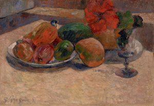 بالفرنسية  Nature Morte aux mangos et à la fleur d