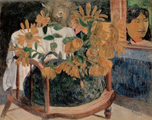 الفرنسية: Nature morte morte avec des tournesols sur un fauteuil (II) عباد الشمس بواسطة بول غوغان