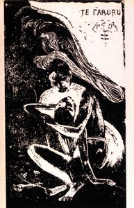 بول غوغان "" تي فارورو "" "(يمارسون الحب). Xylography of the Tahitian period by Paul Gauguin (1848 - 1903). 1891 - 1897. بواسطة بول غوغان