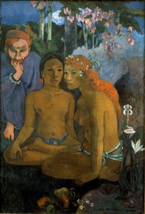 Primitive tales. Young Tahitians and the French poet of Dutch origin Jacob Meyer de Haan (Meijer de Hann) (1852-1895). Painting by Paul Gauguin (1848-1903) بواسطة بول غوغان
