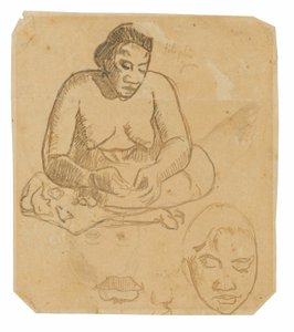 امرأة تاهيتية جالسة (وجه) ؛ امرأة تاهيتية واقفة (ظهر) بواسطة بول غوغان