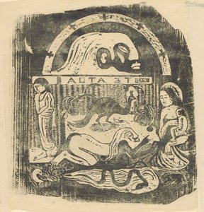طبق تي أتوا ذا الآلهة الصغير [وجه الصفحة] ، في عام 1895 أو بعده. بواسطة بول غوغان