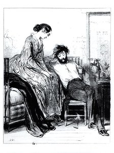 In Prison for Debt at Clichy، c.1830-40 (litho) (b / w photo) بواسطة بول جافارني