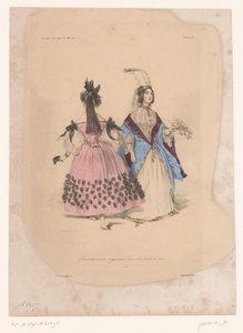 امرأتان في العباءات الكرة Travestissemens Originaux pour les Bals de 1834 (العنوان على الكائن) ملابس خيالية (عنوان المسلسل) الخيال (عنوان المسلسل على الكائن) بواسطة جان فرانسوا بينارد