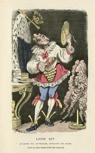 رسم توضيحي لـ Hadol (1835-1875) في Histoire de France tintamarresque ، كاليفورنيا. 1880 - مكياج ، نظام Ancien ، سولي ، شعر مستعار - لويس الرابع عشر بواسطة بول هادول