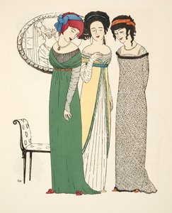 ثلاث فساتين سهرة من حانة Les Robes de Paul Poiret. 1908 (استنسل)