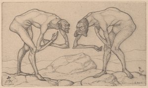 رجلان ، يفترضان أن كل منهما الآخر في منصب أعلى ، يجتمعان مع Two Men Meet ... ، 1903. بواسطة بول كلي