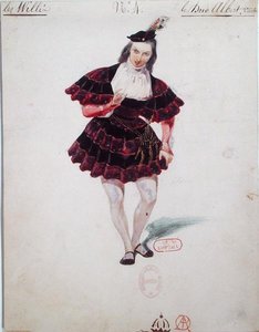 تصميم أزياء دوق ألبريشت لـ "جيزيل" لأدولف آدم (1803-1856) حوالي عام 1841 (ألوان مائية على ورق)