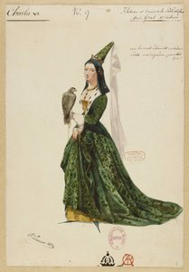 إيزابيلا بافاريا. تصميم أزياء أوبرا شارل السادس من قبل فرومينتال هاليفي ، 1843.