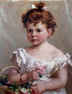 الفتاة في السلة أو هيلين لوب ، المستقبل مدام فيكتور ليون ، في سن الثانية رسم بول ميروارت (1855-1902) القرن التاسع عشر. 0،46x0،38 م