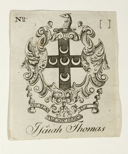 لوح الكتاب لإشعياء توماس (1749-1831) ، ج. 1765-1770 (نقش على ورق مضغوط) بواسطة بول ريفير