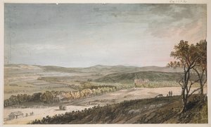 Nithsdale ، مع Drumlanrig ، حوالي 1751 (قلم ، غسيل وألوان مائية فوق قلم رصاص على ورق) بواسطة بول ساندبي