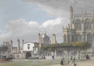 كنيسة القديس جورج ، وندسور ، ومدخل الدير الغنائي للرجال ، حوالي عام 1768 (جواش على الورق) بواسطة بول ساندبي
