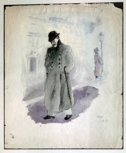بول فاليري: صورة ذاتية. 1894 (لوحة مائية) بواسطة بول فاليري