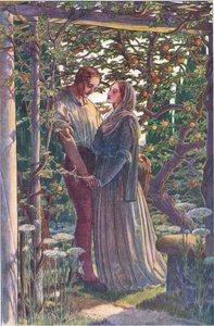 لقاء عادل مع أكثر المشاعر النادرة ، التوضيح من The Tempest ، 1908 بواسطة بول فنسنت وودروف