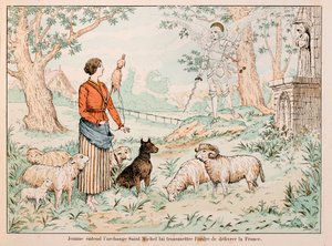 Illustration taken from the book “” Joan of Arc “” by Theodore Cahu and illustrated by Paul De Semant (1855-1915): Joan of Arc hears the Archangel Saint Michael hand over the order to liberate France بواسطة بول دي سيمانت