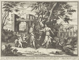 Procris و Cephalus المقنع التمثيلات الأسطورية في المناظر الطبيعية (عنوان السلسلة)