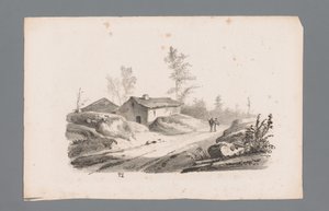 منظر التلال مع الطرق الريفية والمنازل مبادئ المناظر الطبيعية (عنوان السلسلة) Principes de paysages (عنوان السلسلة) بواسطة باولوس لوترز
