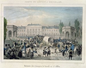 Porte de Louvain ، بروكسل: تراجع القوات الهولندية ، 27 سبتمبر 1830 ، منقوش من قبل Dewasme-Pletinckx