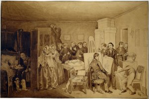 عواقب وفاة فيديلكا - عمل بافيل أندرييفيتش فيدوتوف (1815-1852) ، بالحبر الهندي والبني الداكن على الورق