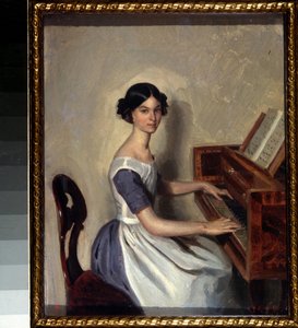 "" صورة لناديجدا جدانوفيتش عند Harpsichord "" لوحة رسمها بافل أندريفيتش فيدوتوف (1815-1852) 1849-1850 متحف الدولة الروسي في سانت بطرسبرغ