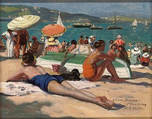 A l&39;Ami Bourgeois، Saint Jean de Luz (زيت على ظهر السفينة) بواسطة بيدرو ريبيرا