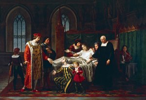 Charles VIII meeting with dying Gian Galeazzo Sforza in Pavia بواسطة Pelagio Palagi