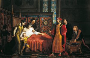 Charles VIII visiting dying Gian Galeazzo Sforza in Pavia Castle بواسطة Pelagio Palagi
