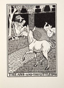 الحمار والكلب الصغير ، من Fontaine Fables ، حانة. 1905