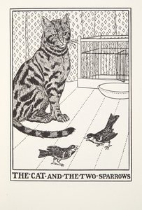 القط والعصفورين ، من Fontaine Fables ، حانة. 1905