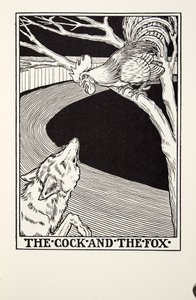 الديك والثعلب ، من Fontaine Fables ، حانة. 1905