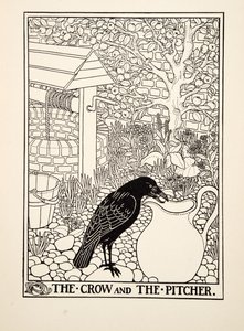 The Crow and Pitcher ، من مائة حكاية إيسوب ، حانة 1903