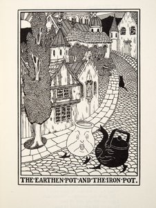 وعاء فخاري ووعاء حديد ، من Fontaine Fables ، حانة. 1905